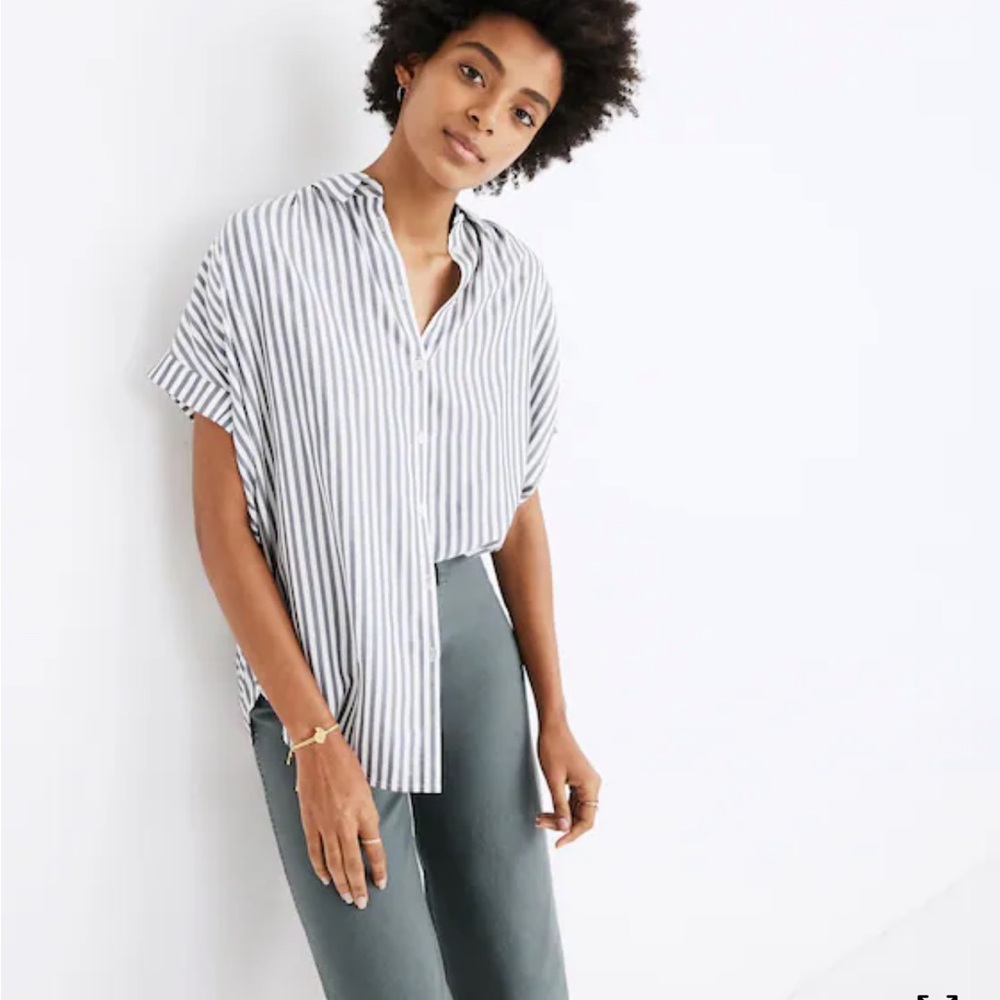 Madewell Blue and White Striped Button Down Shirt